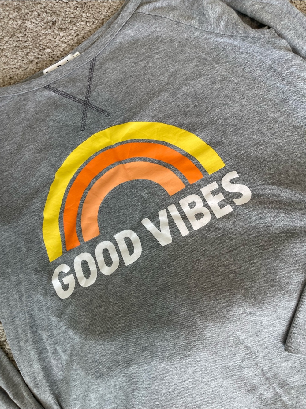 Good Vibes Gray Sweatsuit Set Pants/ Shirt Size Medium Women Pockets Lightweight